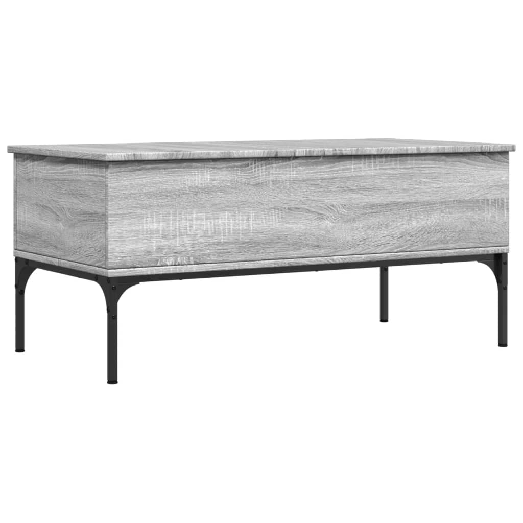 vidaXL Mesa de centro madera ingeniería metal gris Sonoma 100x50x45cm