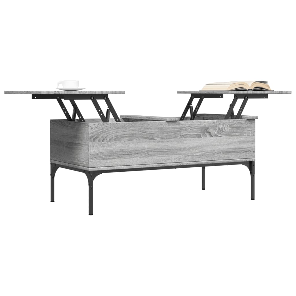 vidaXL Mesa de centro madera ingeniería metal gris Sonoma 100x50x45cm