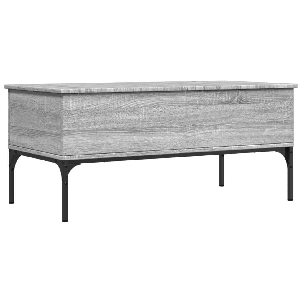 vidaXL Mesa de centro madera ingeniería metal gris Sonoma 100x50x45cm