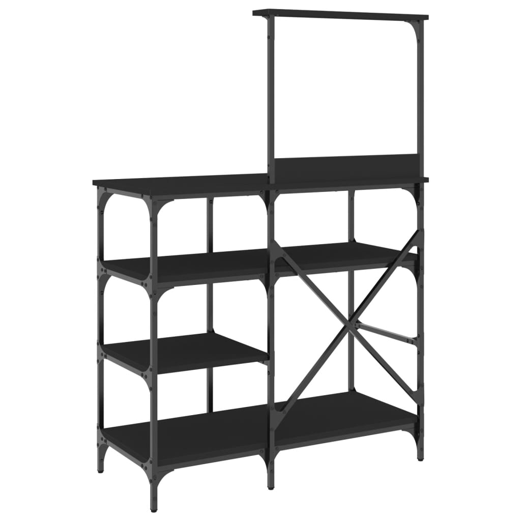 vidaXL Estantería de cocina madera ingeniería metal negro 90x40x132 cm