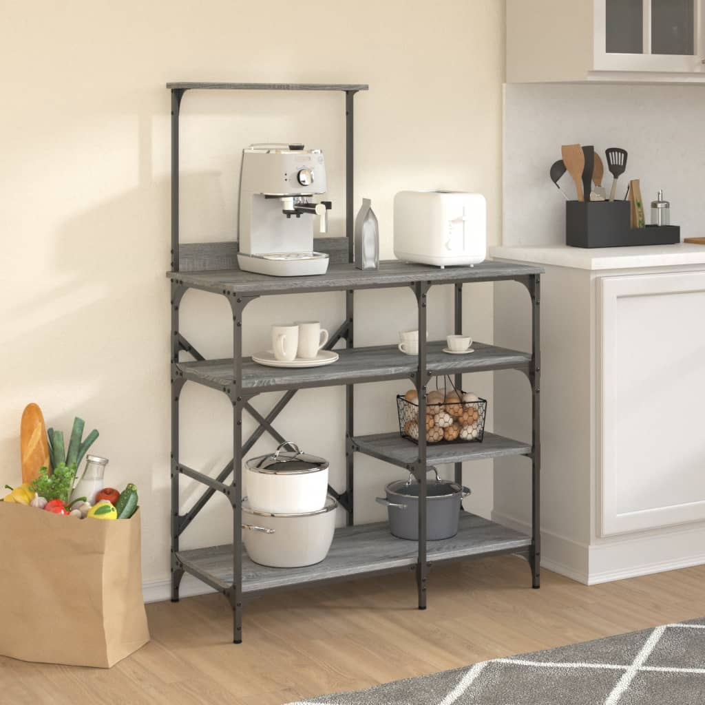 vidaXL Estantería de cocina madera ingeniería metal gris 90x40x132 cm