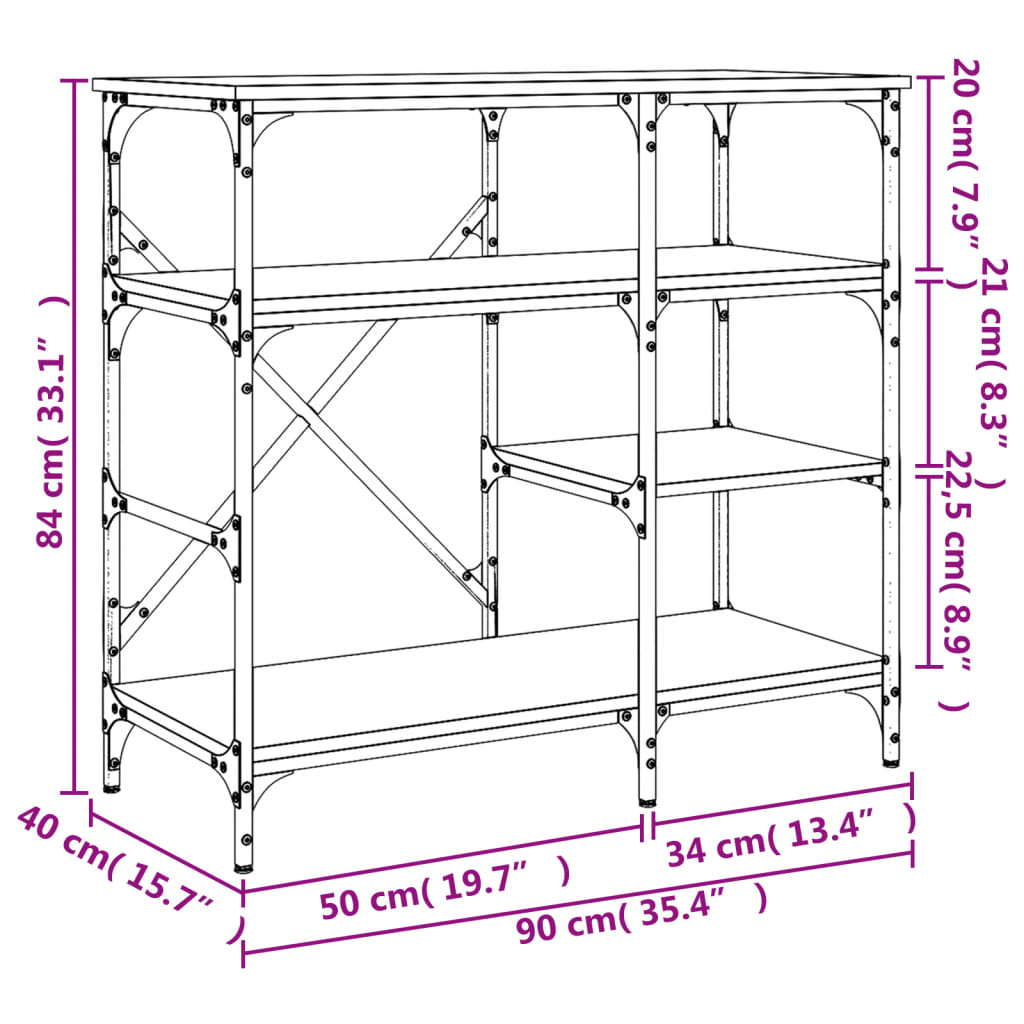 vidaXL Estantería de cocina madera ingeniería metal negro 90x40x84 cm