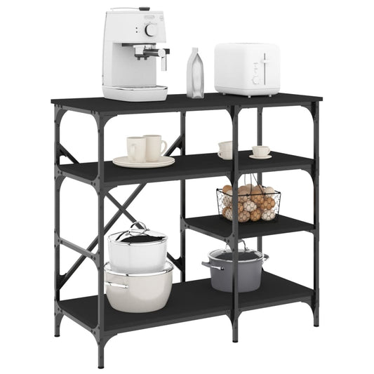 vidaXL Estantería de cocina madera ingeniería metal negro 90x40x84 cm