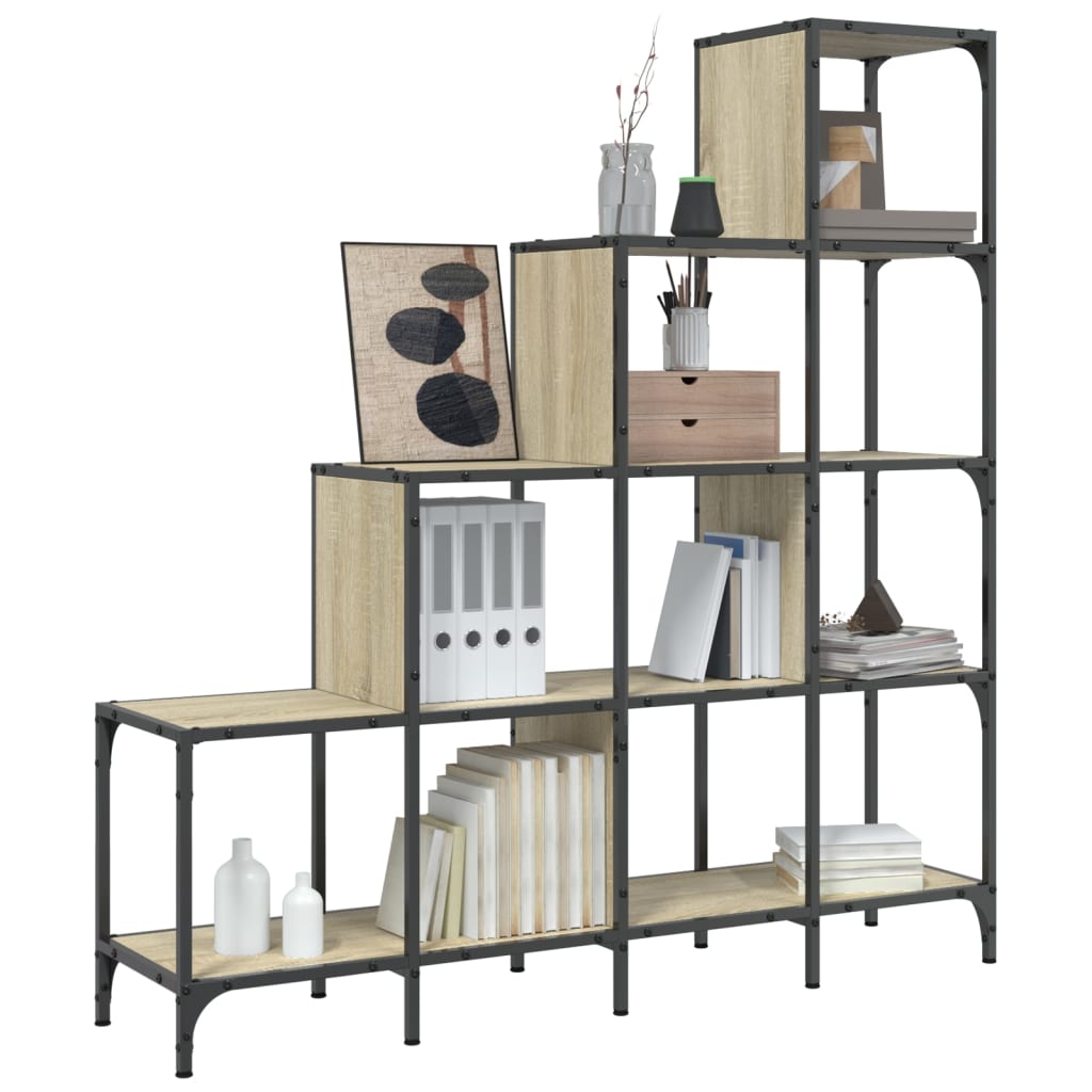 vidaXL Estantería madera ingeniería y metal roble Sonoma 122x30x132 cm