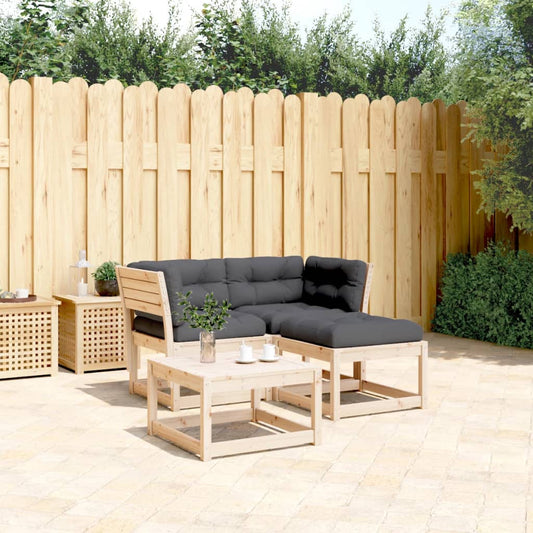 vidaXL Set de sofás de jardín 3 pzas con cojines madera maciza de pino