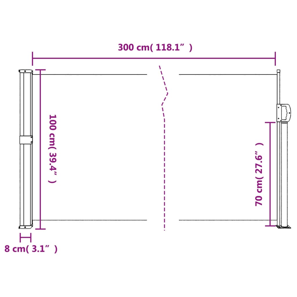 vidaXL Toldo lateral retráctil azul 100x300 cm