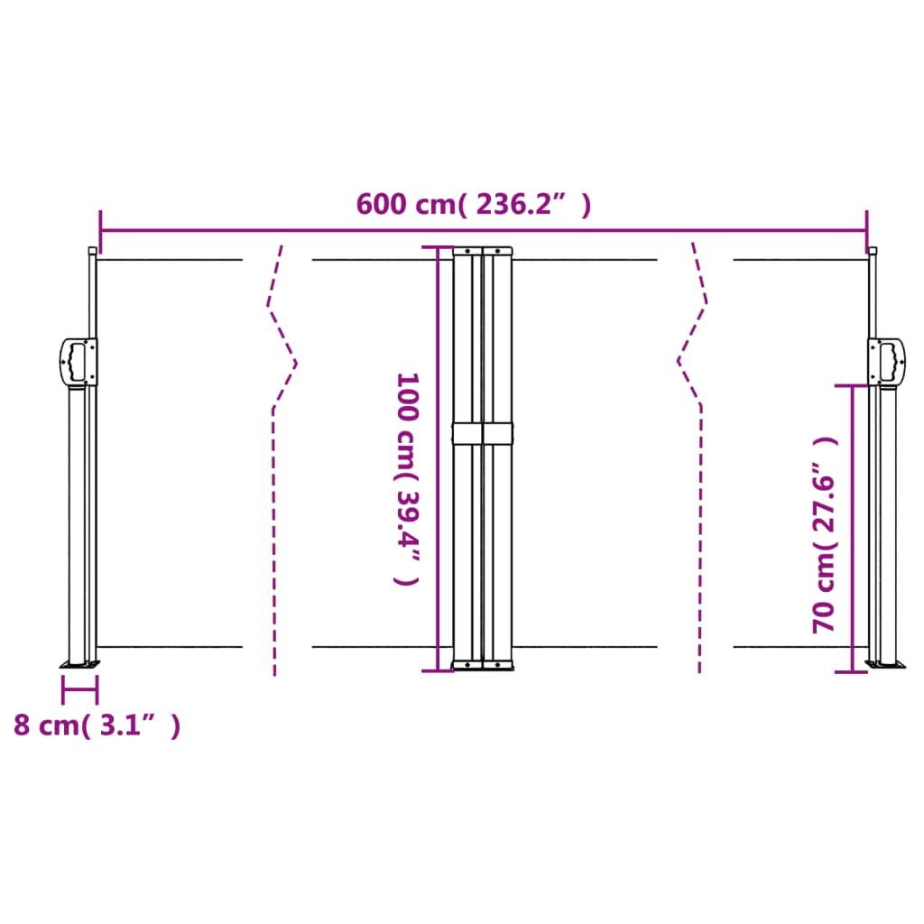 vidaXL Toldo lateral retráctil azul 100x600 cm