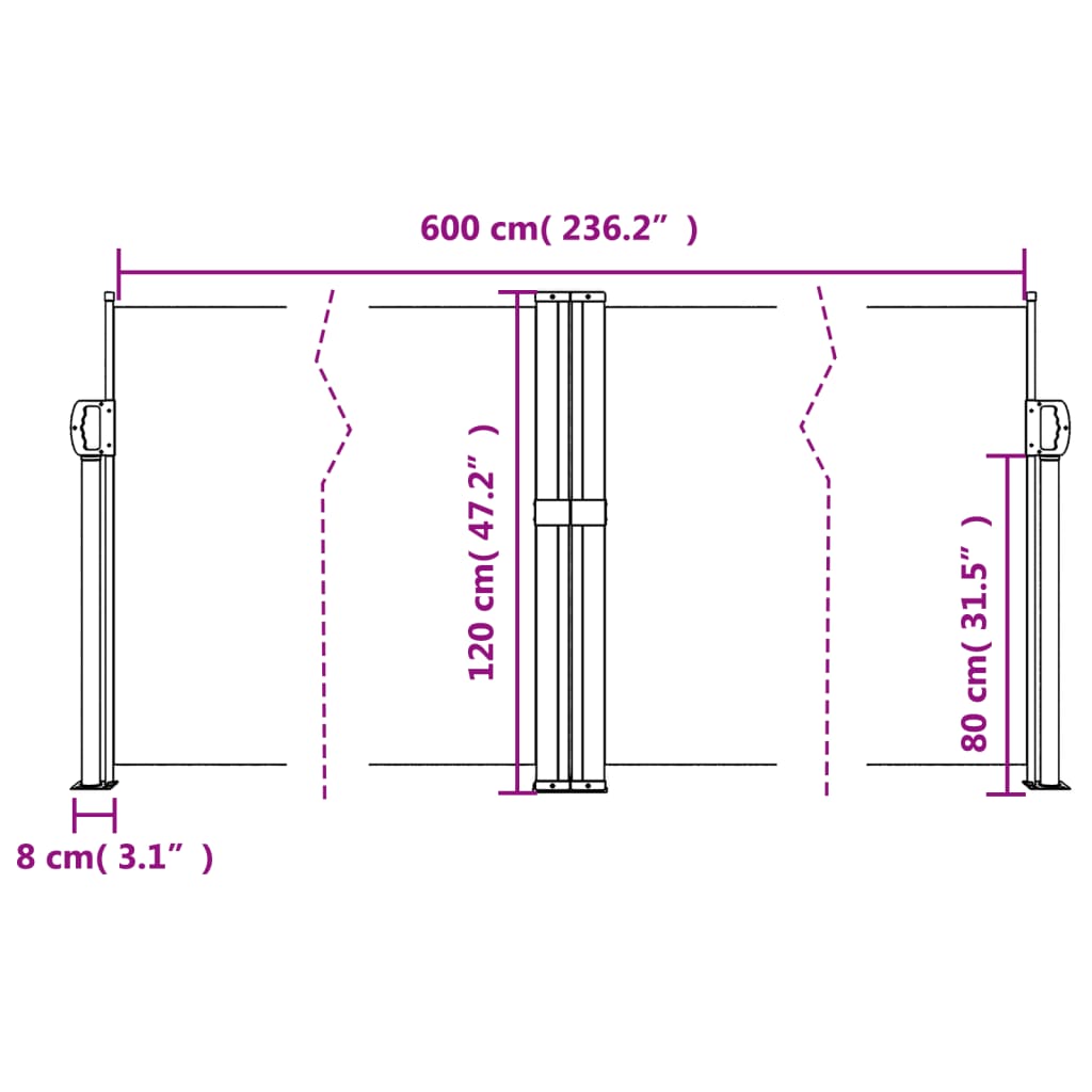 vidaXL Toldo lateral retráctil beige 120x600 cm