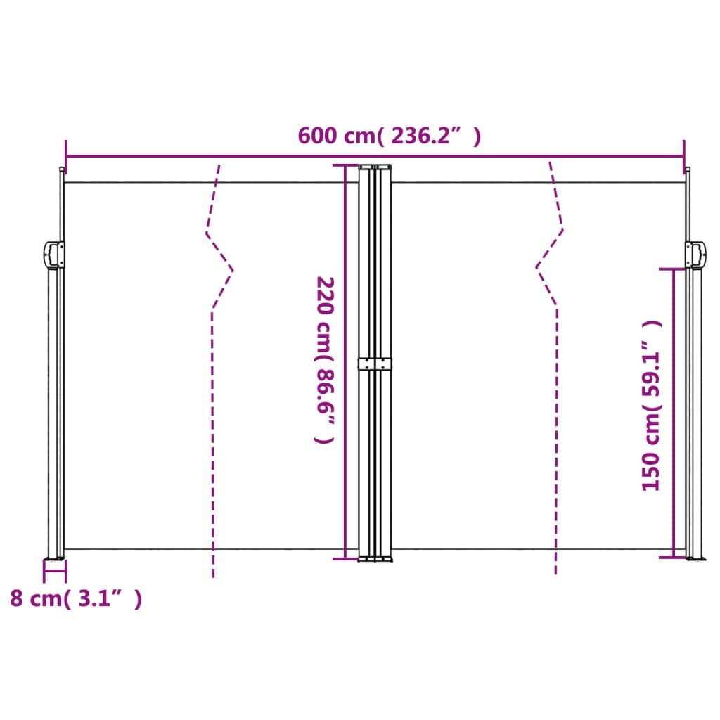 vidaXL Toldo lateral retráctil azul 220x600 cm