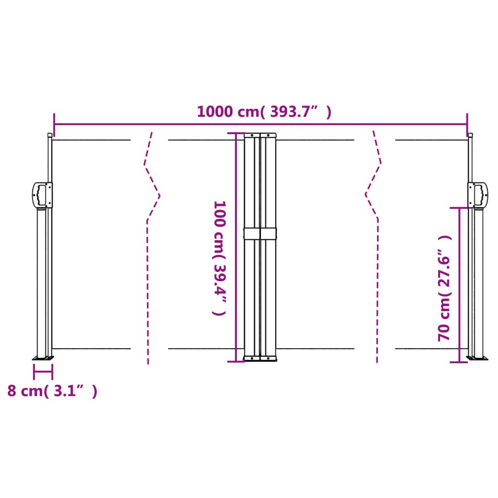 vidaXL Toldo lateral retráctil rojo 100x1000 cm