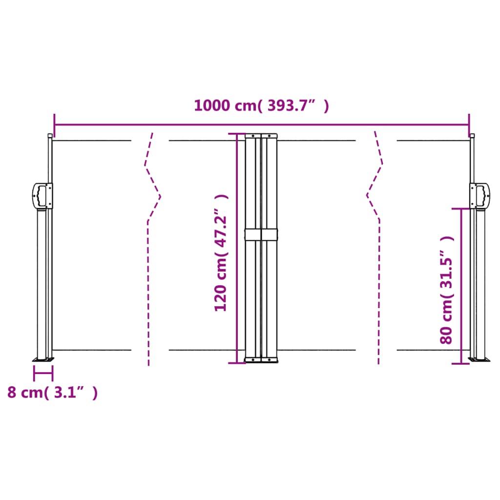 vidaXL Toldo lateral retráctil crema 120x1000 cm