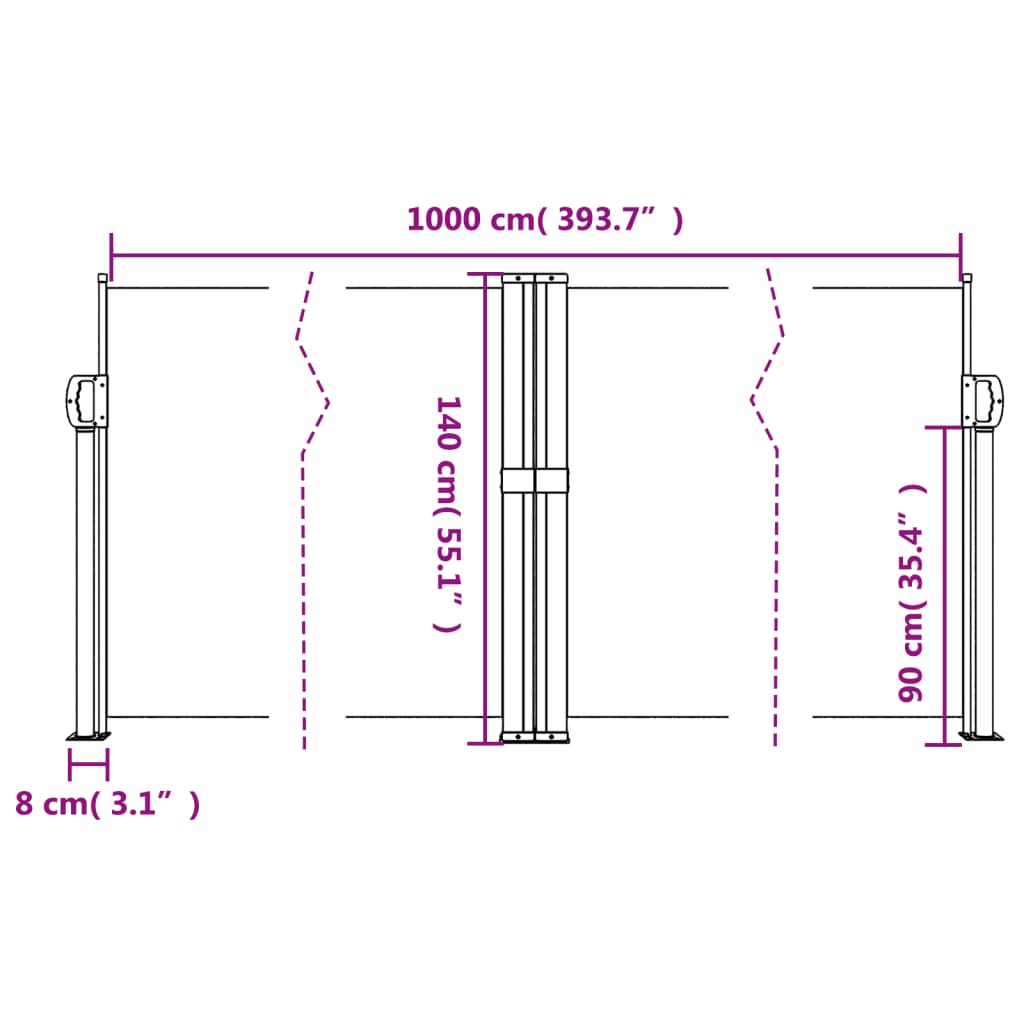 vidaXL Toldo lateral retráctil beige 140x1000 cm