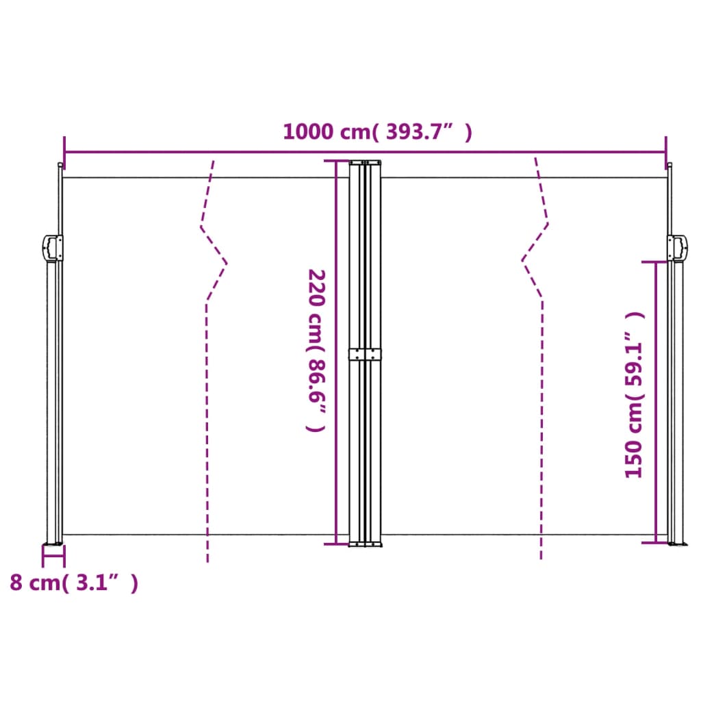 vidaXL Toldo lateral retráctil verde oscuro 220x1000 cm