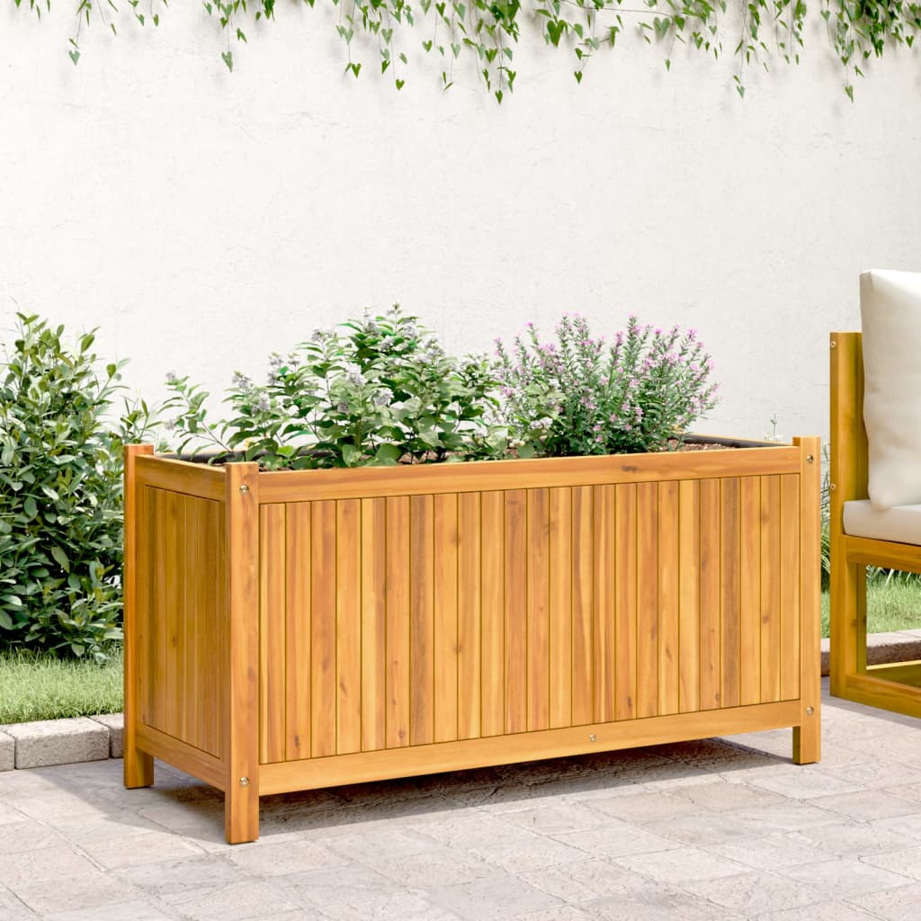 vidaXL Jardinera con forro madera maciza de acacia 99,5x38x50 cm