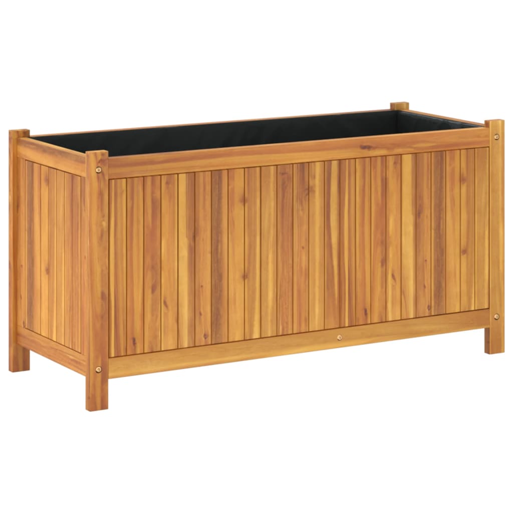 vidaXL Jardinera con forro madera maciza de acacia 99,5x38x50 cm