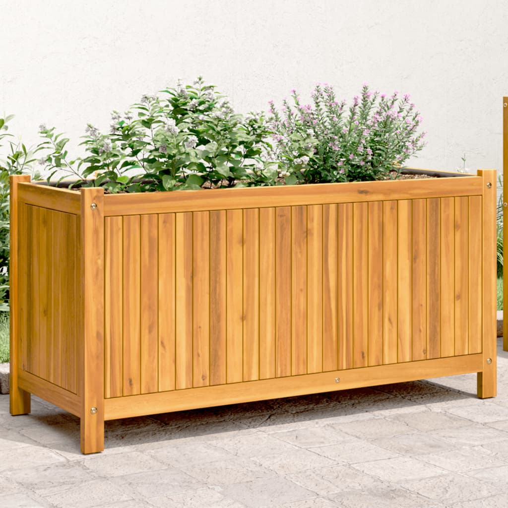 vidaXL Jardinera con forro madera maciza de acacia 99,5x38x50 cm