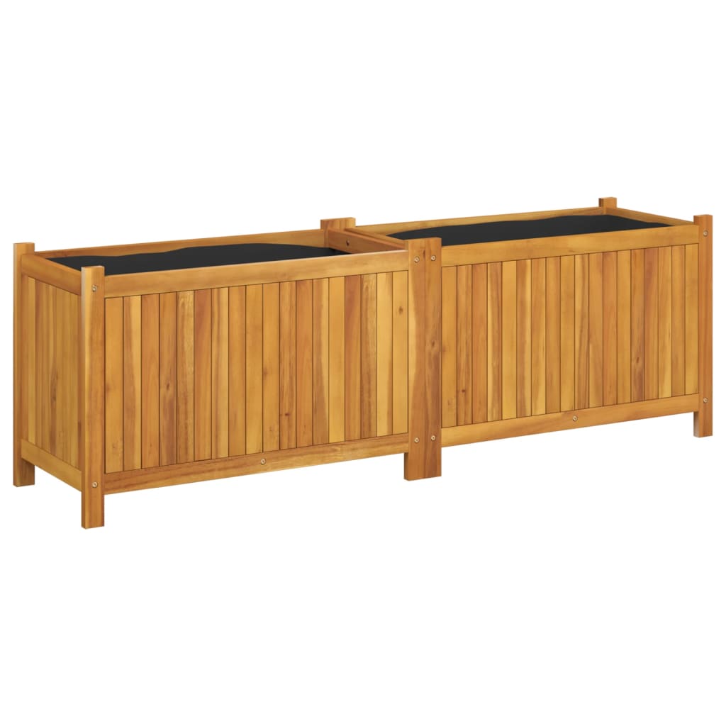 vidaXL Jardinera con forro madera maciza de acacia 153x38,5x50 cm