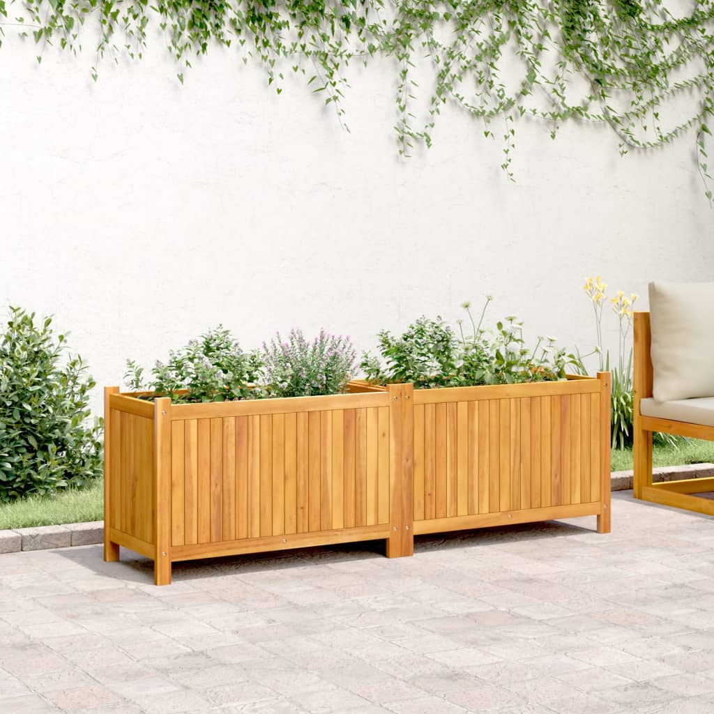 vidaXL Jardinera con forro madera maciza de acacia 153x38,5x50 cm