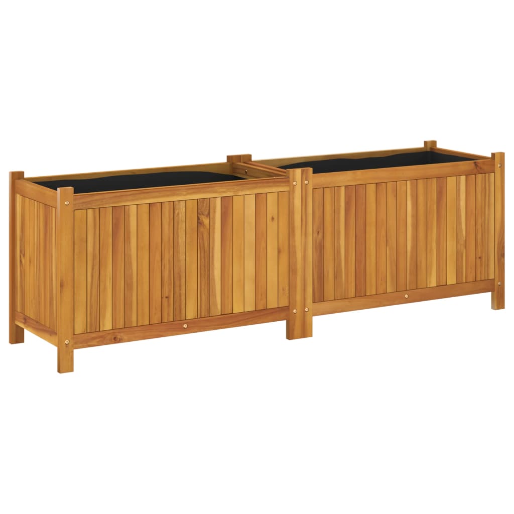 vidaXL Jardinera con forro madera maciza de acacia 153x38,5x50 cm