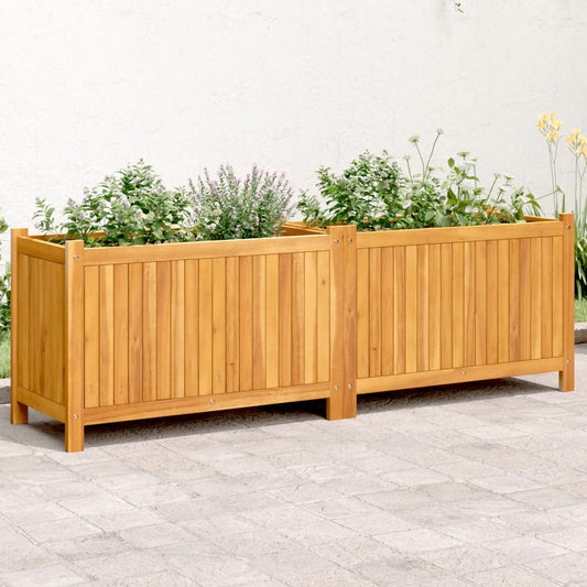 vidaXL Jardinera con forro madera maciza de acacia 153x38,5x50 cm