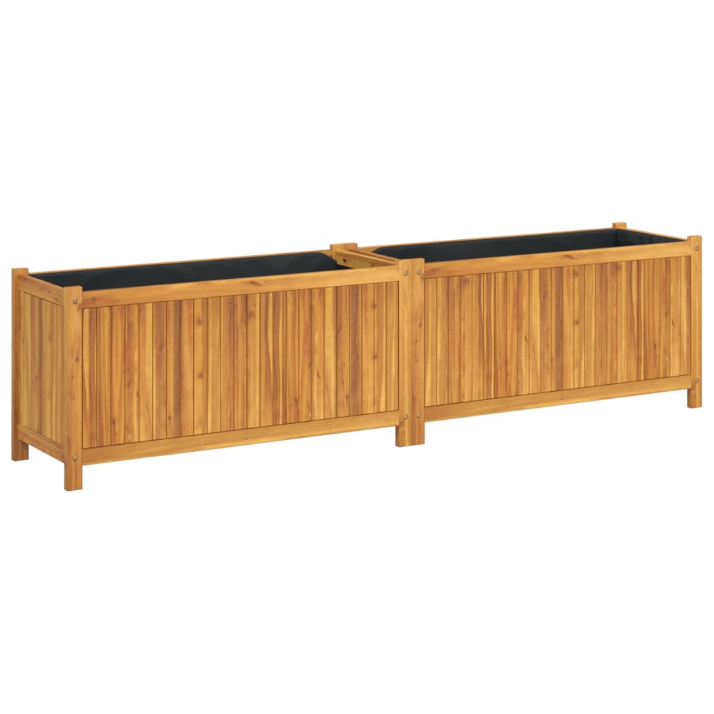 vidaXL Jardinera con forro madera maciza de acacia 199x38,5x50 cm