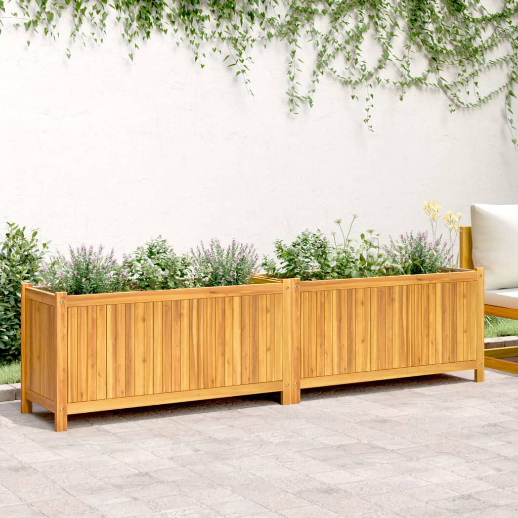 vidaXL Jardinera con forro madera maciza de acacia 199x38,5x50 cm