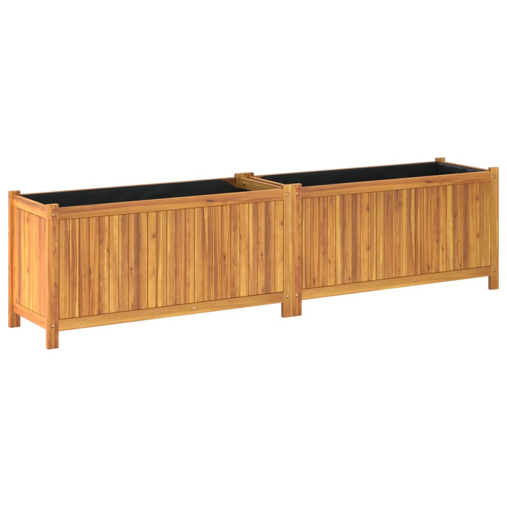 vidaXL Jardinera con forro madera maciza de acacia 199x38,5x50 cm