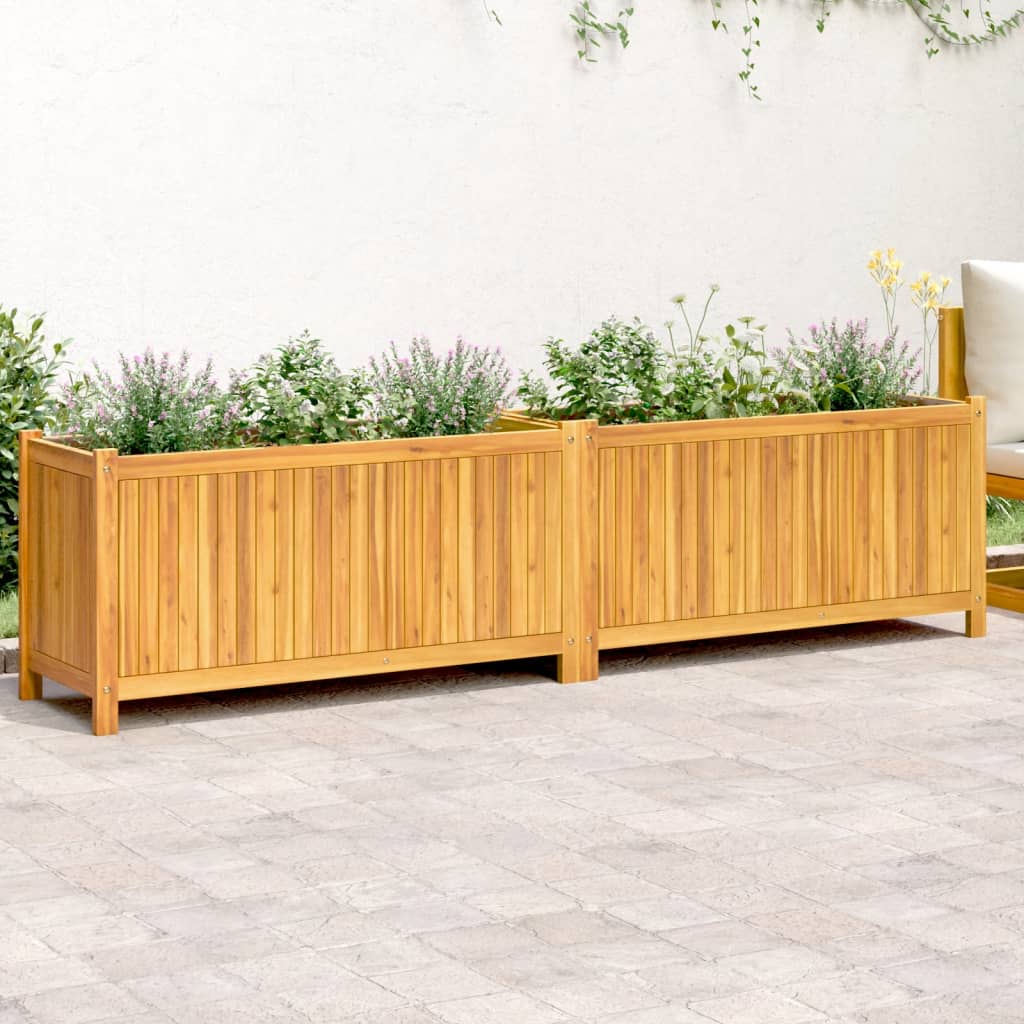 vidaXL Jardinera con forro madera maciza de acacia 199x38,5x50 cm