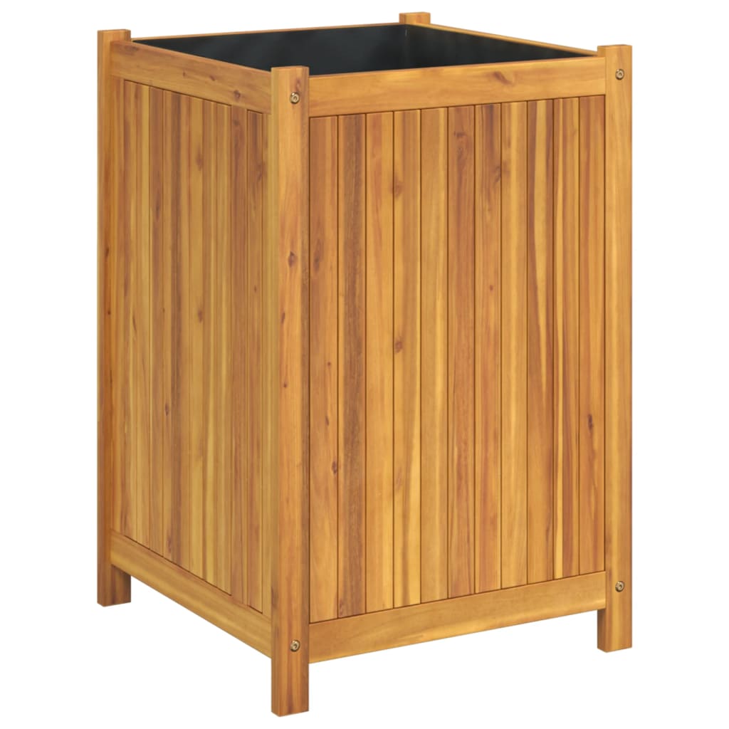 vidaXL Jardinera con forro madera maciza de acacia 50x50x75 cm