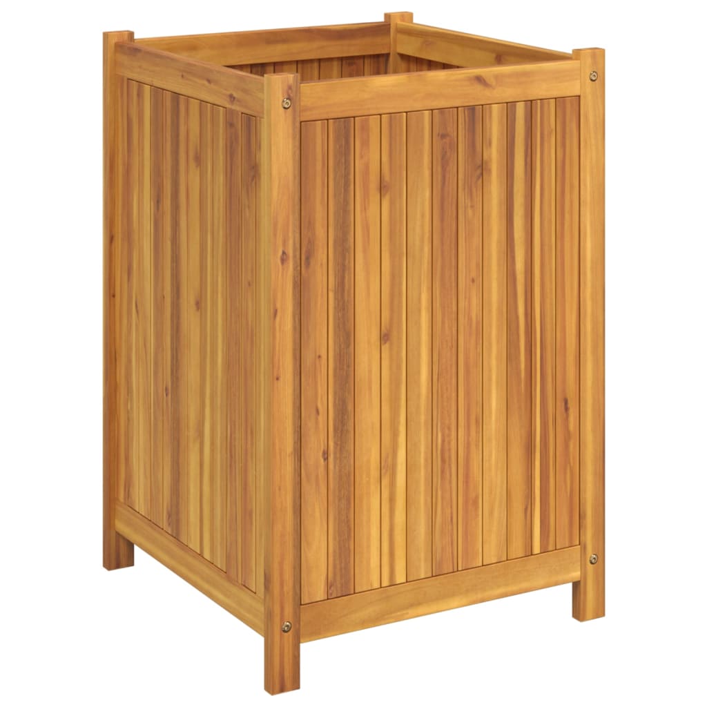 vidaXL Jardinera con forro madera maciza de acacia 50x50x75 cm