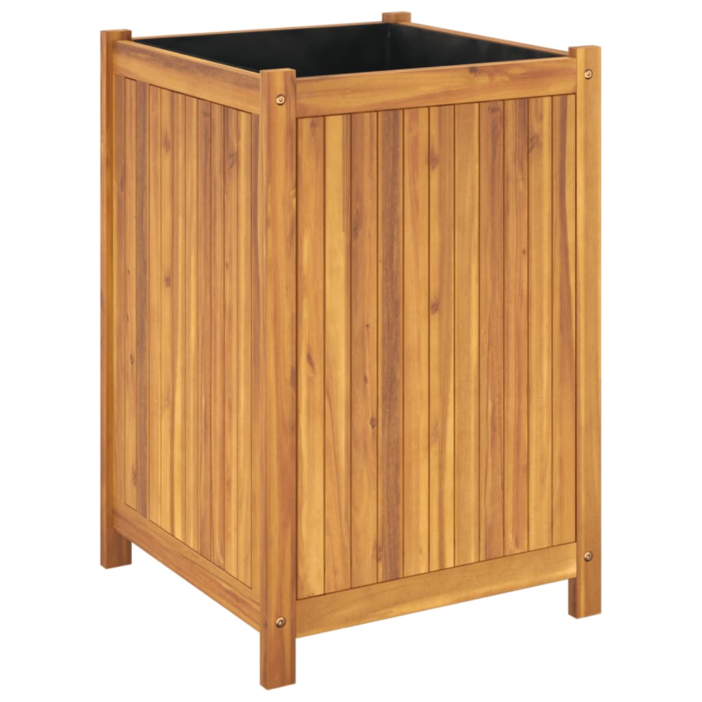 vidaXL Jardinera con forro madera maciza de acacia 50x50x75 cm