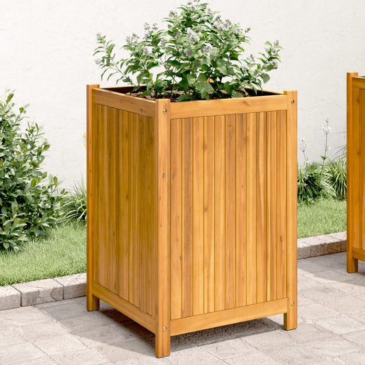 vidaXL Jardinera con forro madera maciza de acacia 50x50x75 cm