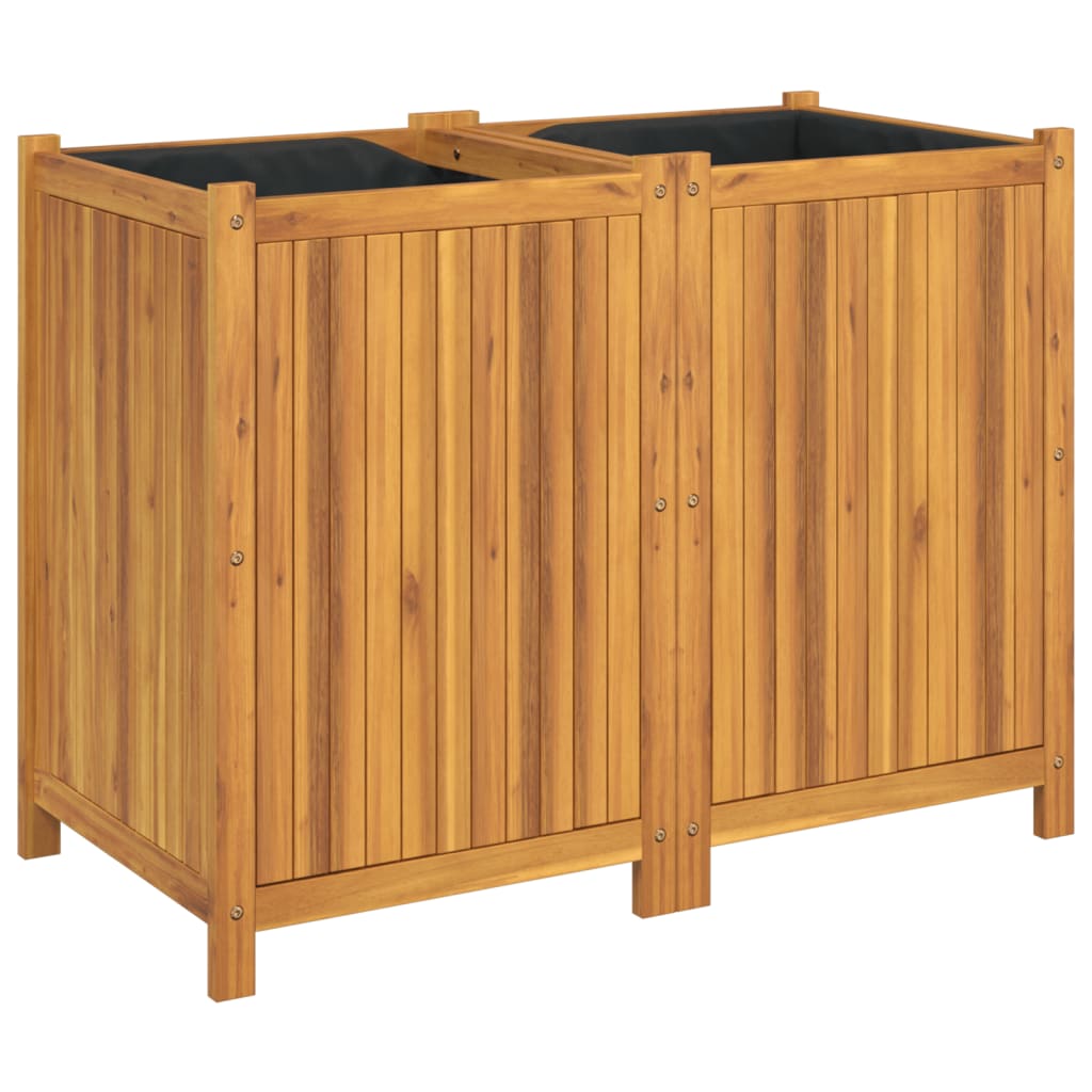 vidaXL Jardinera con forro madera maciza de acacia 100x50x75 cm