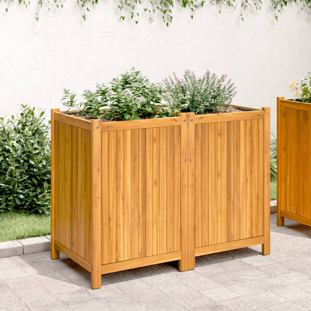 vidaXL Jardinera con forro madera maciza de acacia 100x50x75 cm