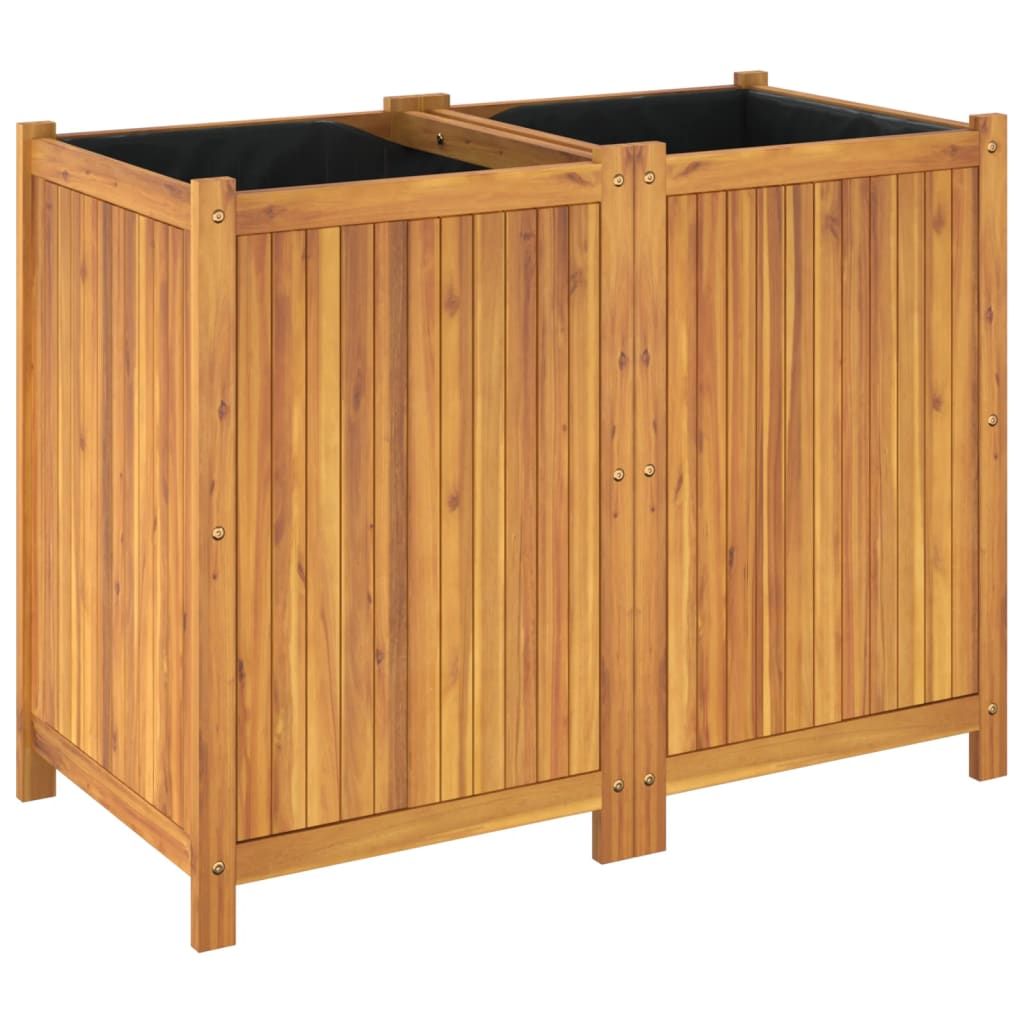 vidaXL Jardinera con forro madera maciza de acacia 100x50x75 cm