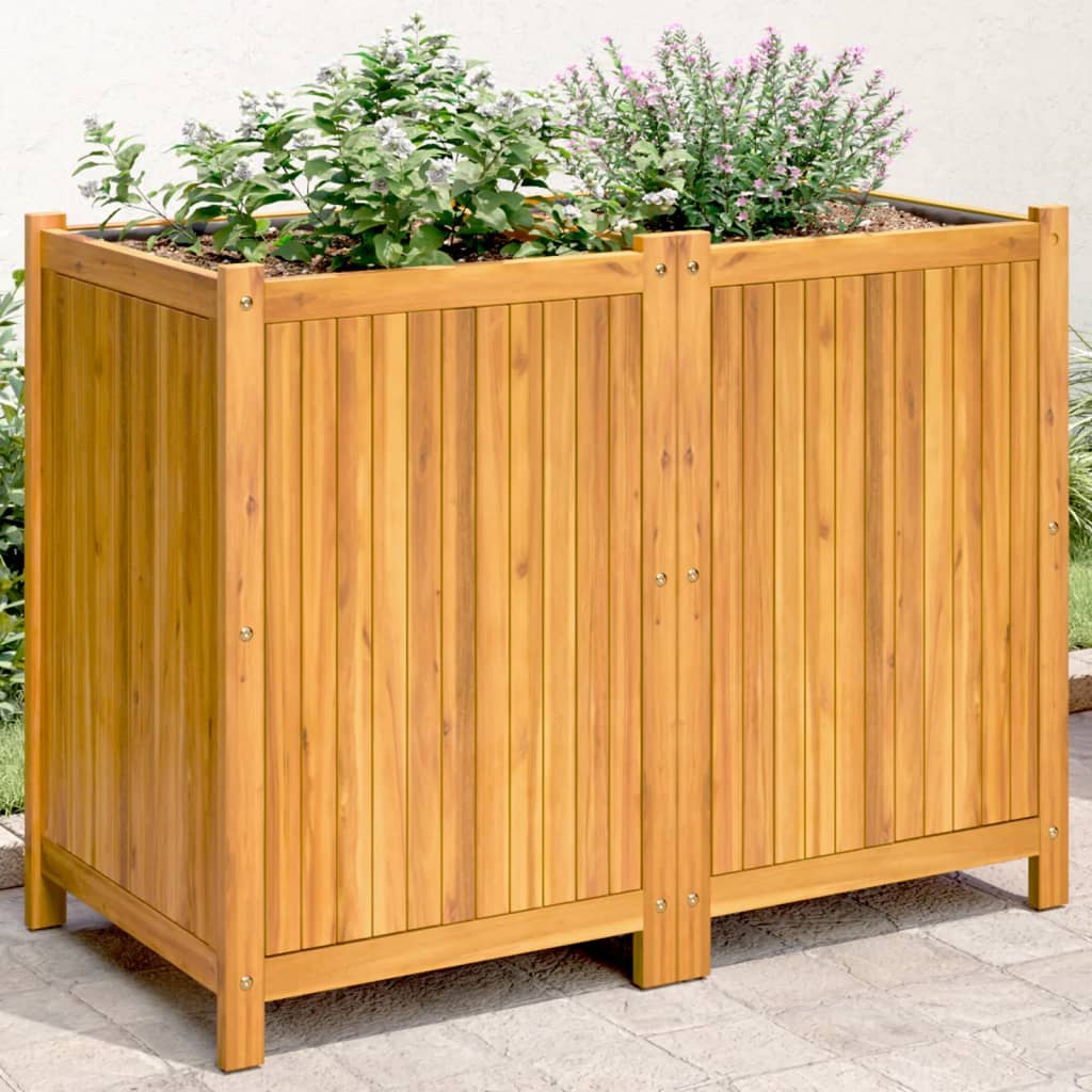 vidaXL Jardinera con forro madera maciza de acacia 100x50x75 cm