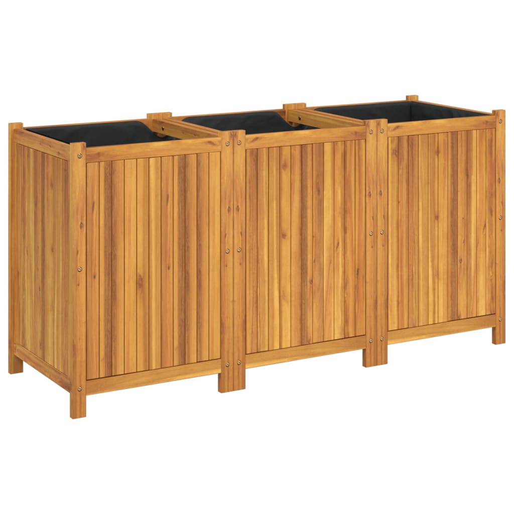 vidaXL Jardinera con forro madera maciza de acacia 150x50x75 cm