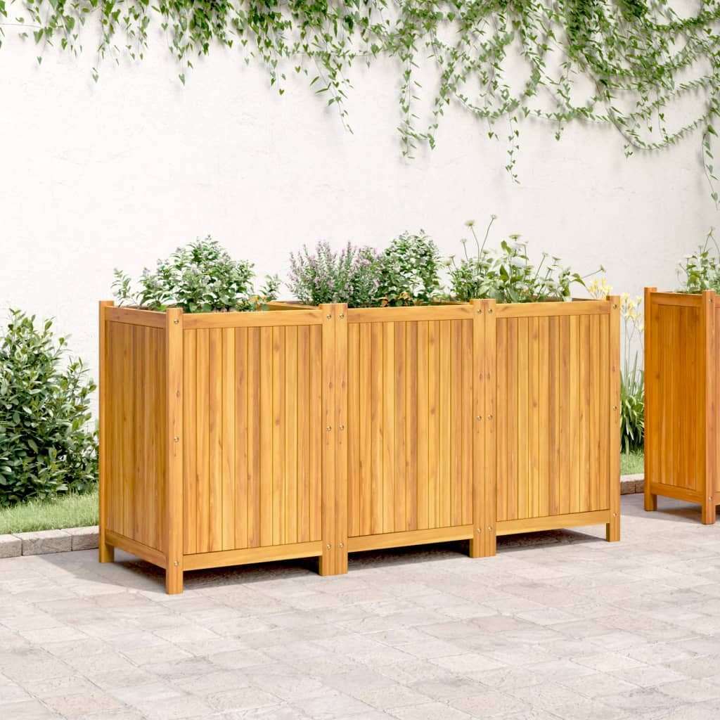 vidaXL Jardinera con forro madera maciza de acacia 150x50x75 cm