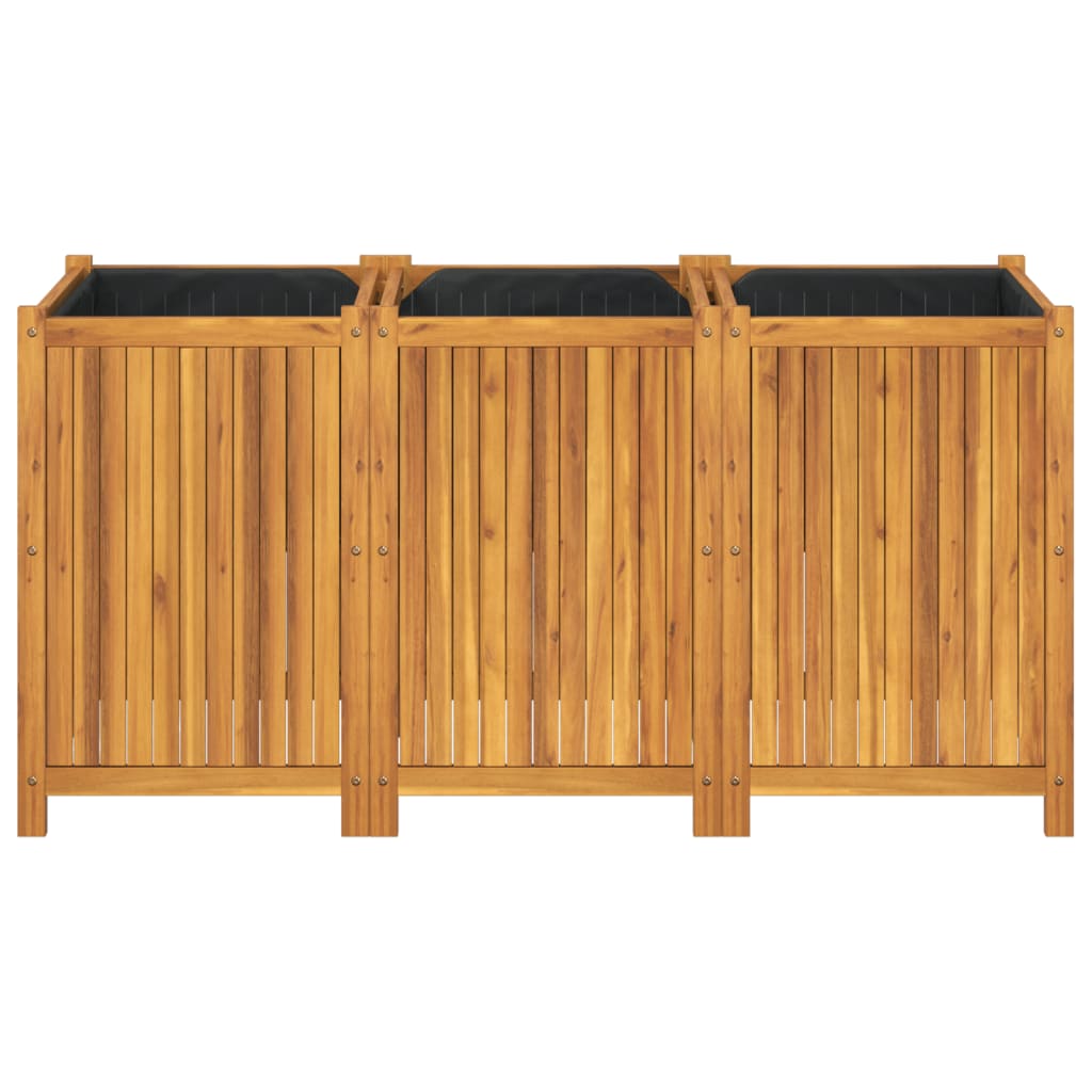 vidaXL Jardinera con forro madera maciza de acacia 150x50x75 cm