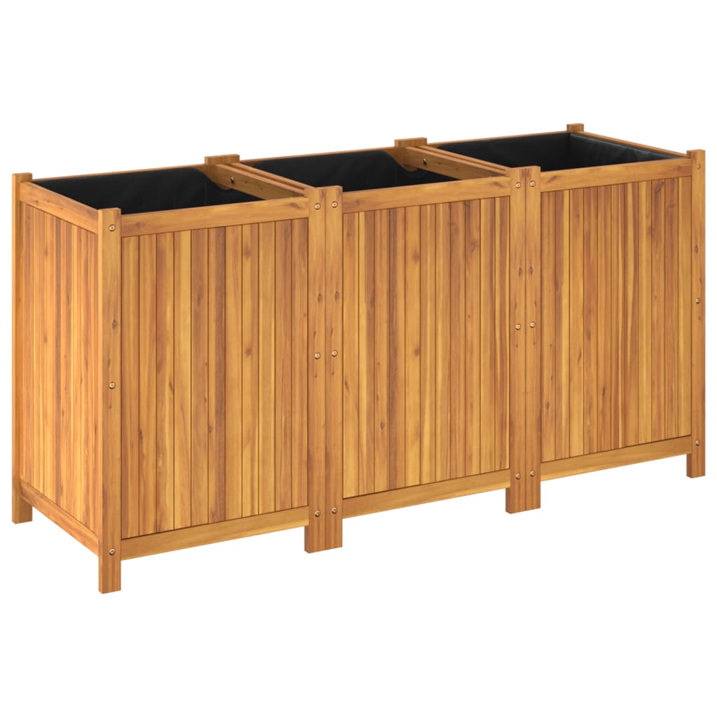 vidaXL Jardinera con forro madera maciza de acacia 150x50x75 cm