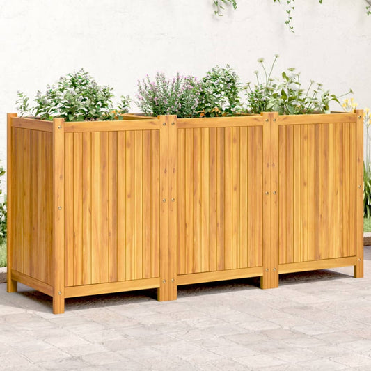 vidaXL Jardinera con forro madera maciza de acacia 150x50x75 cm