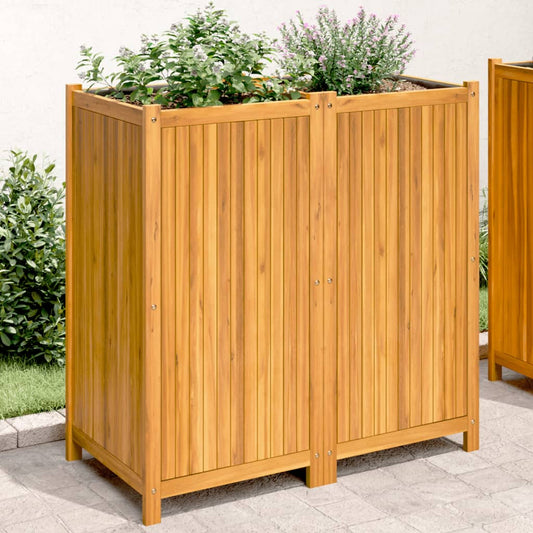 vidaXL Jardinera con forro madera maciza de acacia 100x50x100 cm