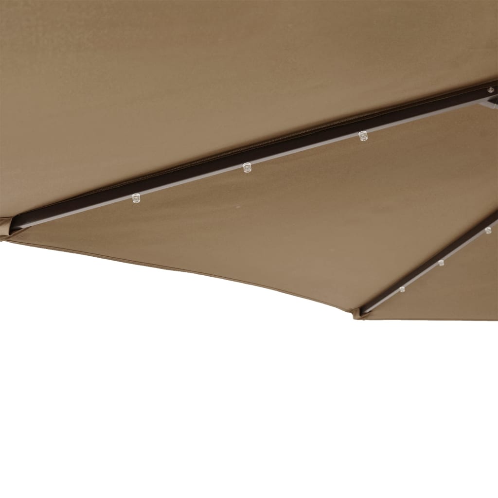 vidaXL Sombrilla jardín con luces LED poste acero taupe 225x225x212cm