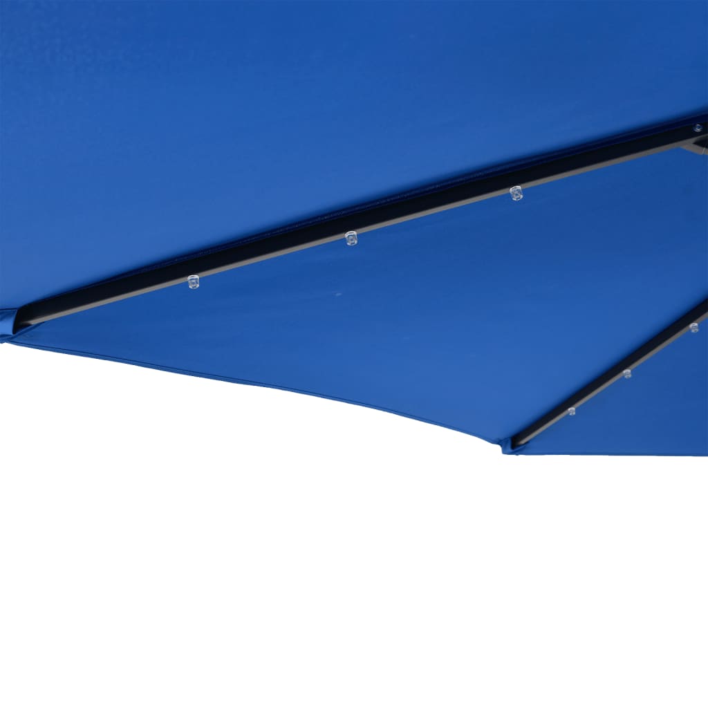 vidaXL Sombrilla jardín con luces LED poste acero azul 225x225x212 cm