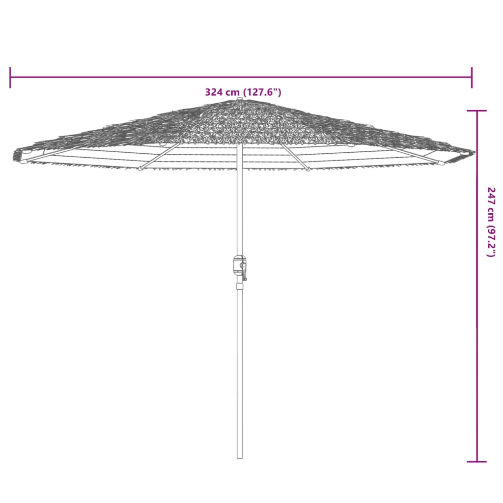 vidaXL Sombrilla de jardín con poste de acero marrón 324x324x247 cm