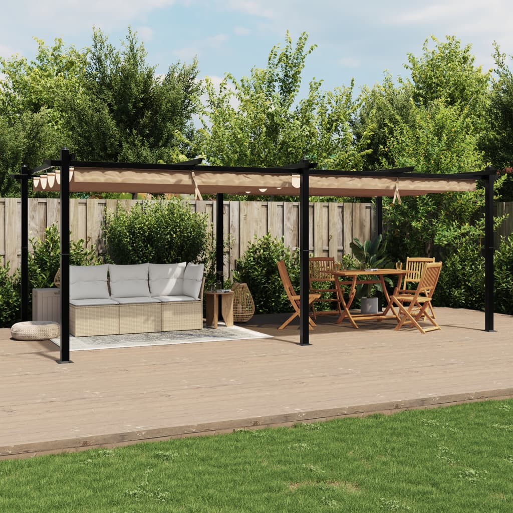 vidaXL Cenador de jardín con techo retráctil taupe 3x6 m