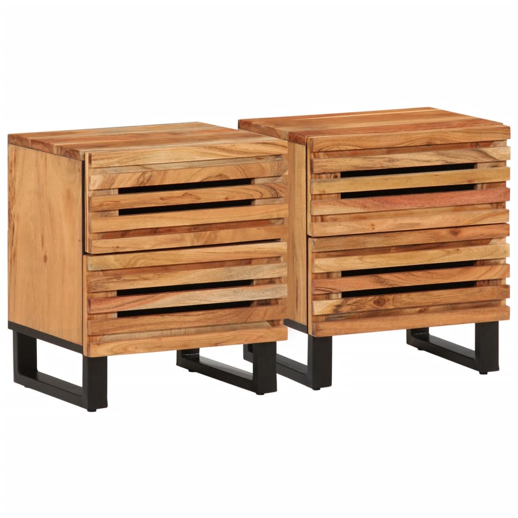 vidaXL Mesitas de noche 2 uds madera maciza de acacia 40x34x46 cm