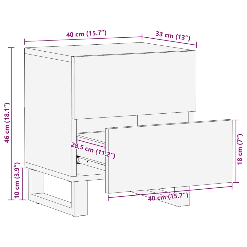 vidaXL Mesitas de noche 2 uds madera maciza de acacia 40x34x46 cm