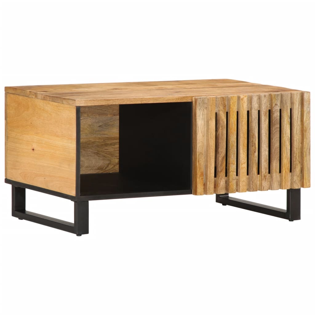 vidaXL Mesa de centro de madera maciza de mango rugosa 80x51x40 cm