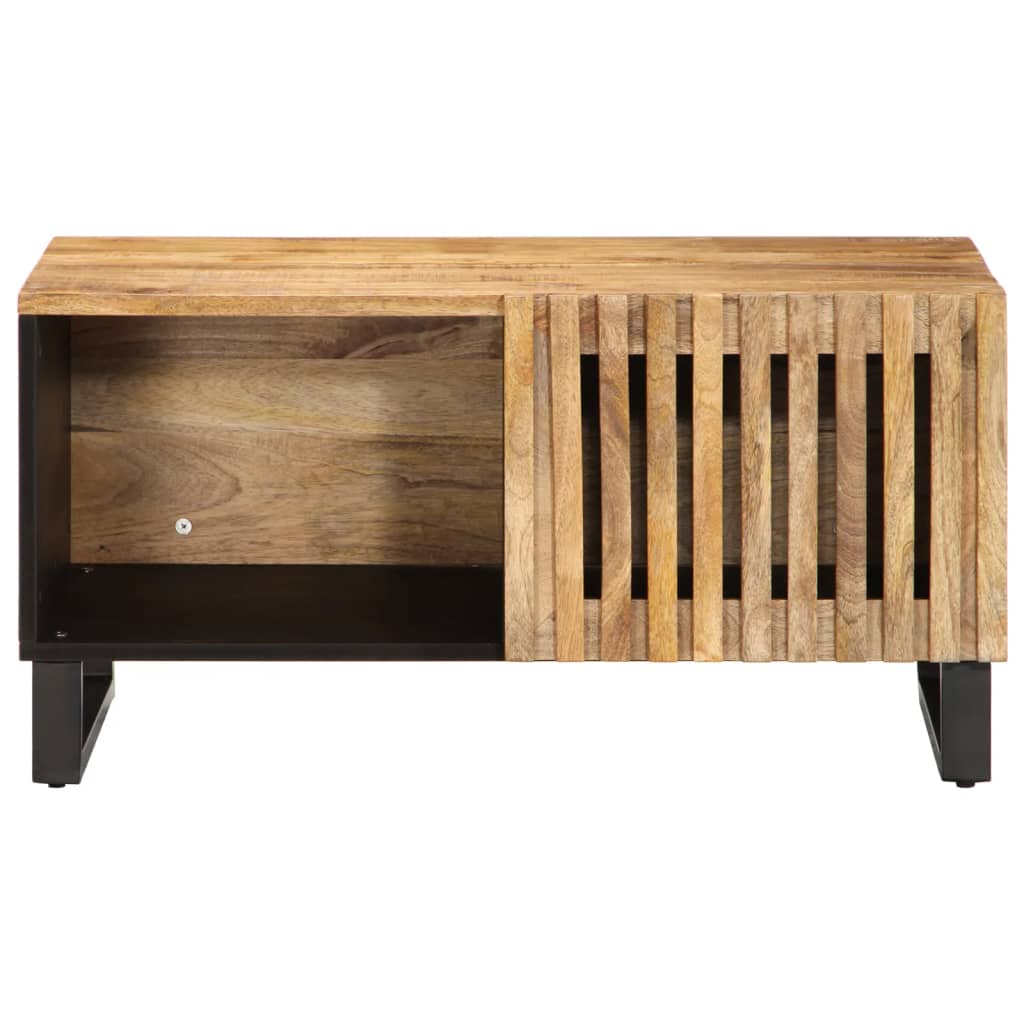 vidaXL Mesa de centro de madera maciza de mango rugosa 80x51x40 cm